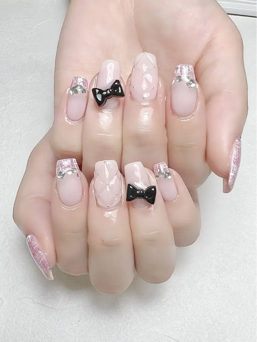 ネイル ガーリー キラキラネイル 韓国ネイル ピンク ツイードネイル rouse nail RISATOのネイルデザイン