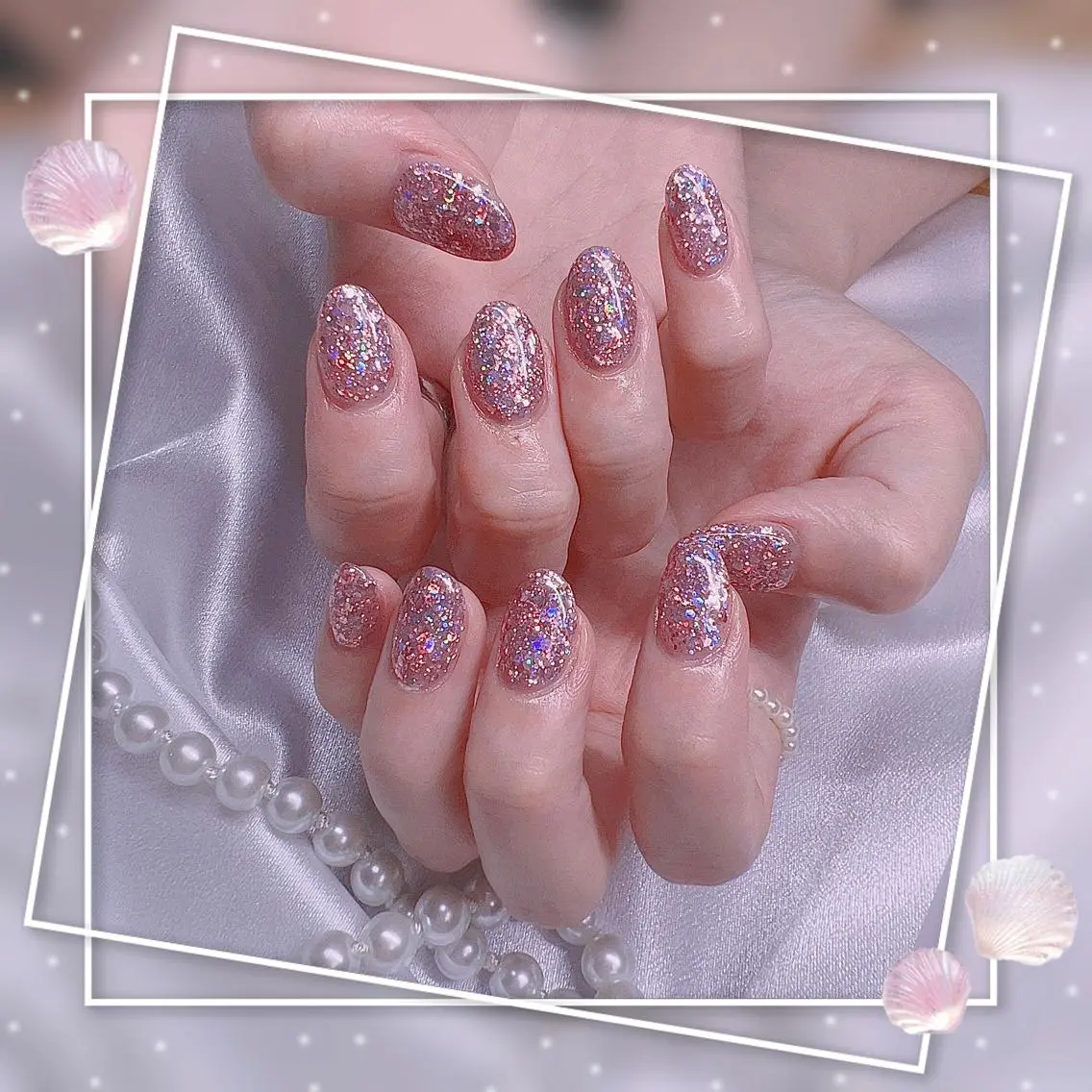 ネイル フレンチネイル キラキラネイル 韓国ネイル マグネットネイル マグネットフレンチ Chill Nailsalonのネイルデザイン