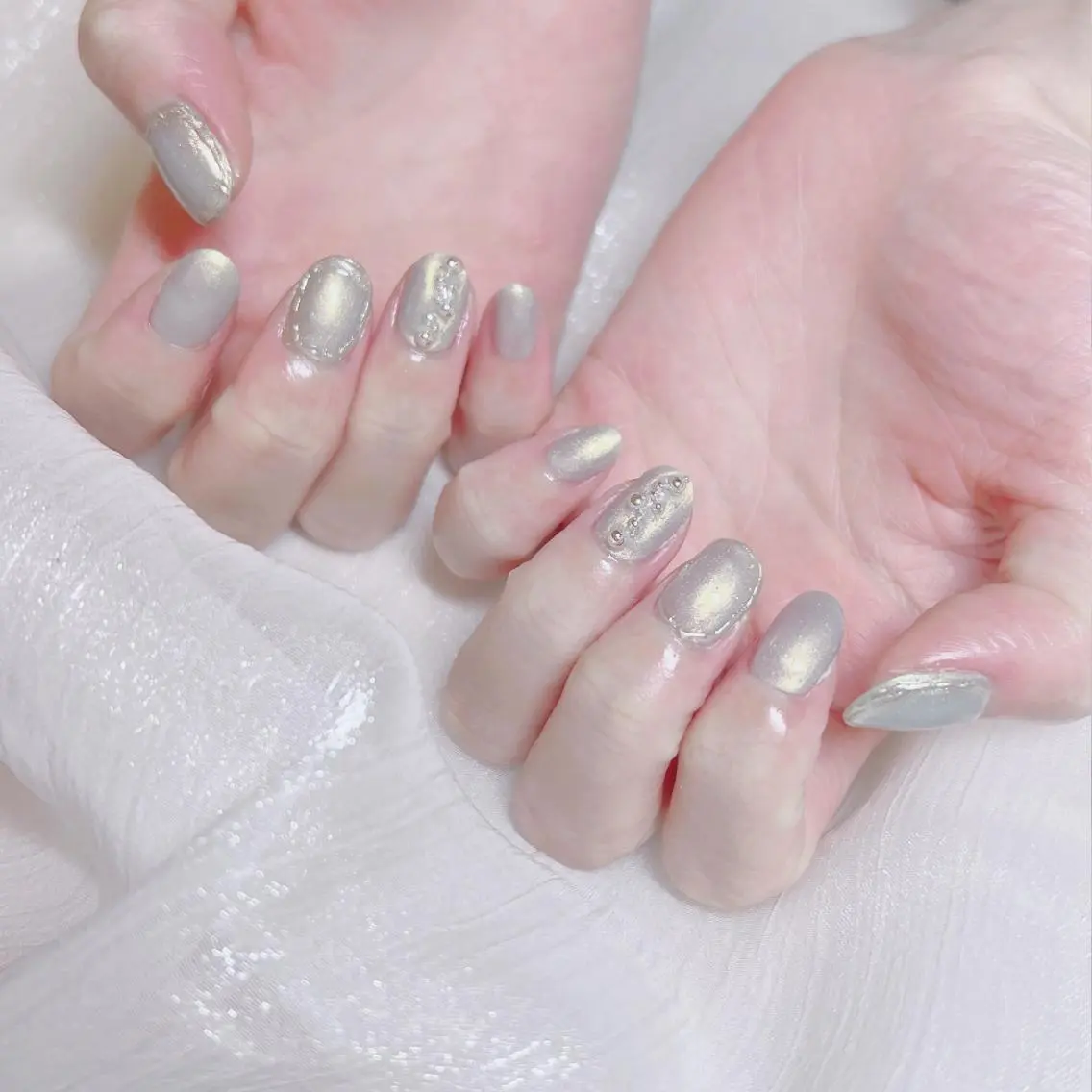 ネイル オーロラネイル フットネイル フレンチネイル ジェルネイル 韓国ネイル ハンドネイル フットネイル 【ENサロン】 Rei🎀Nailのネイルデザイン