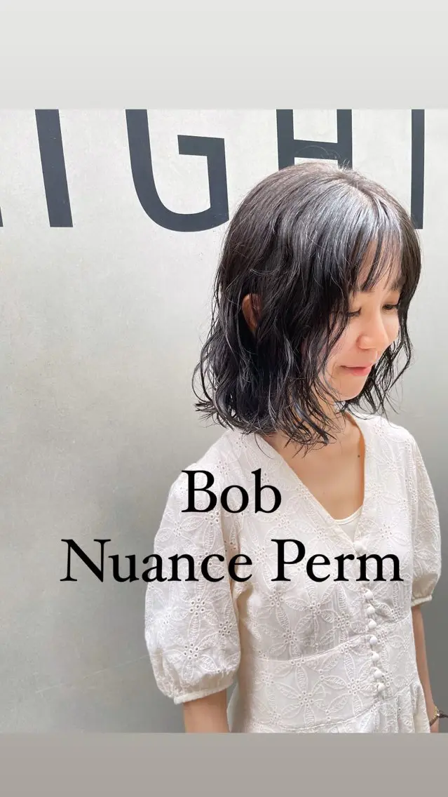 ミディアム パーマ ミディアムパーマ ボブ 暖色カラー/パラッと Bob/モエのヘアスタイル