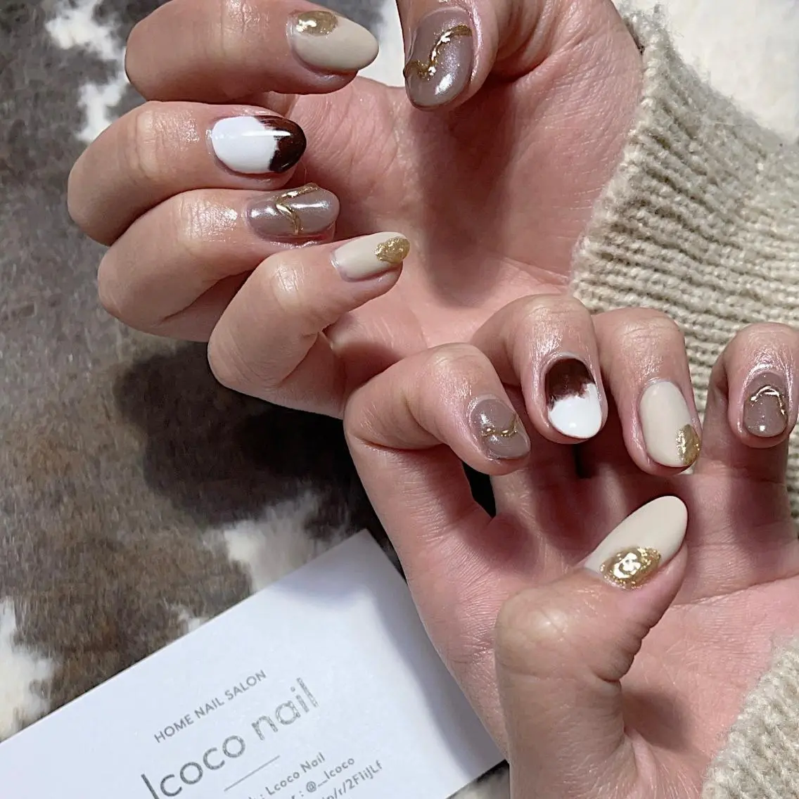 ネイル ブラウン ニュアンスネイル lcoco nailのネイルデザイン