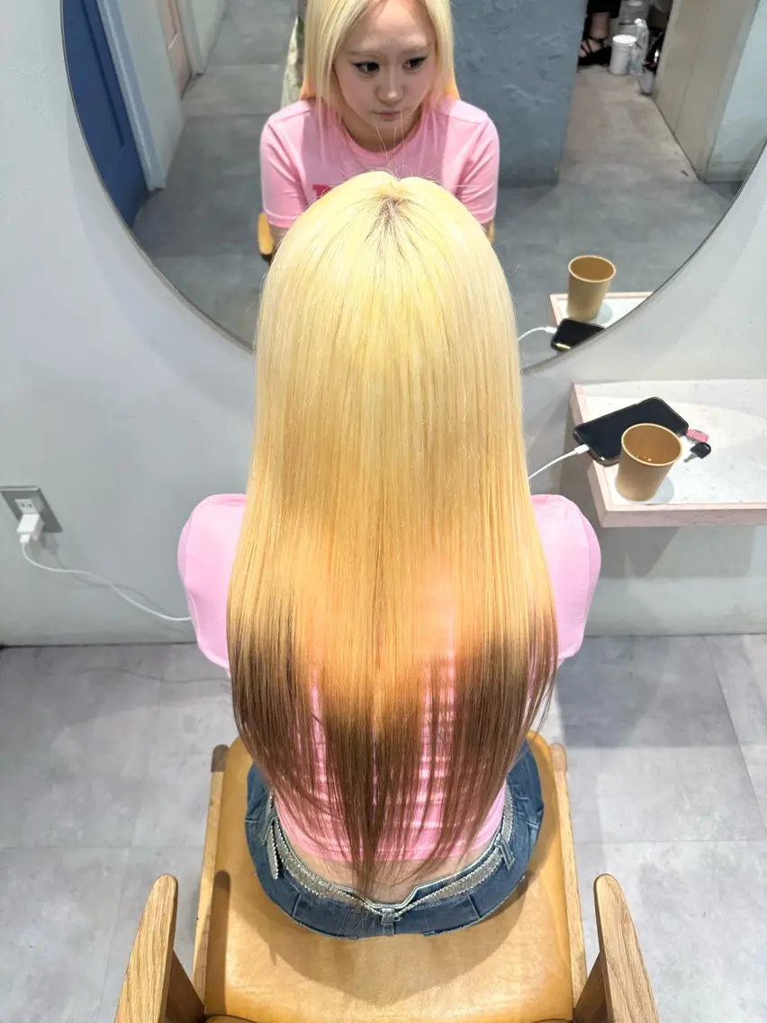 ロング カラー ヘアカラー HANAME 原宿美容室のヘアスタイル