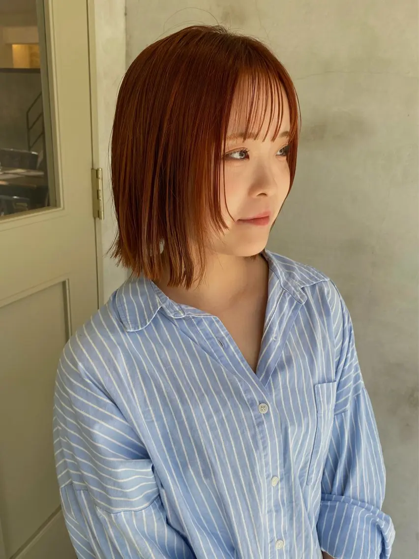 ショート オレンジブラウン 似合わせレイヤー、 透けカラー/杉本花のヘアスタイル