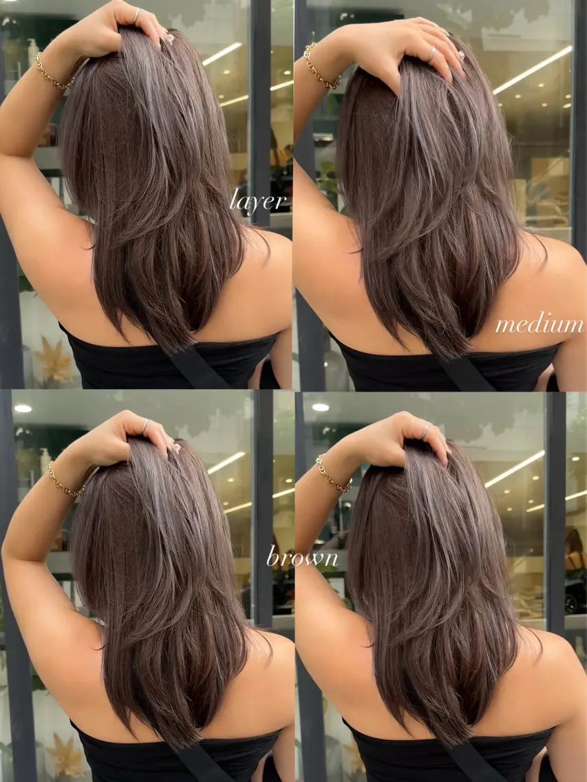 セミロング カラー ブラウンカラー レイヤーカット カット ヘアカラー トリートメント ハイトーン/透け感 カラー🎀真香のヘアスタイル