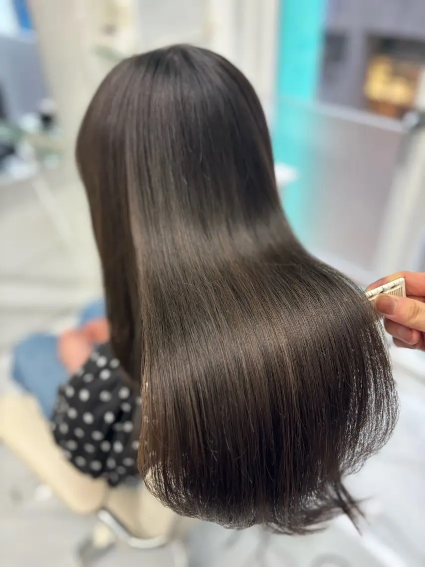 ロング カット ヘアカラー トリートメント ヘッドスパ 透明感ツヤカラー/ 縮毛矯正/静岡のヘアスタイル