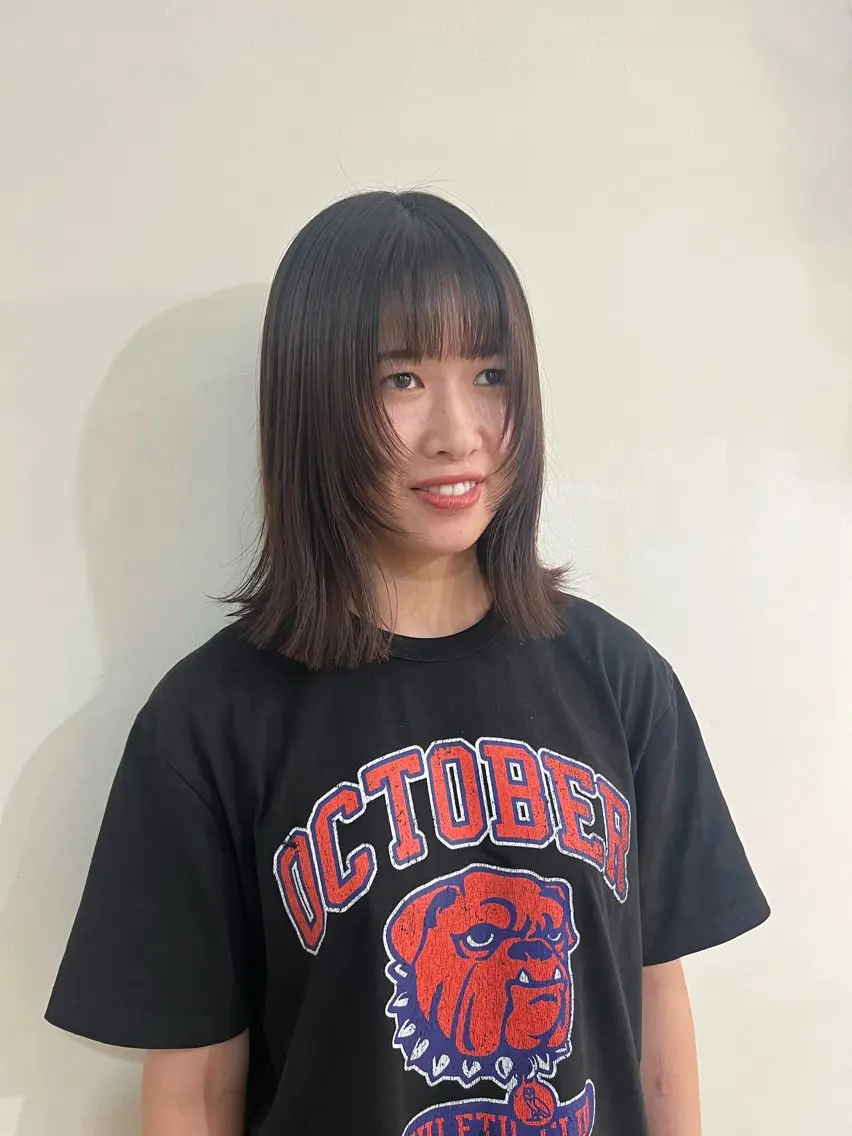 ミディアム 顔周りカット レイヤーカット 似合わせカット ayaka‎/暖色/ レイヤーカット🩰のヘアスタイル