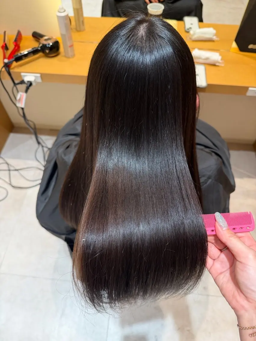 ロング 髪質改善 縮毛矯正 縮毛矯正 🌕透明感カラー @ENTER大名のヘアスタイル