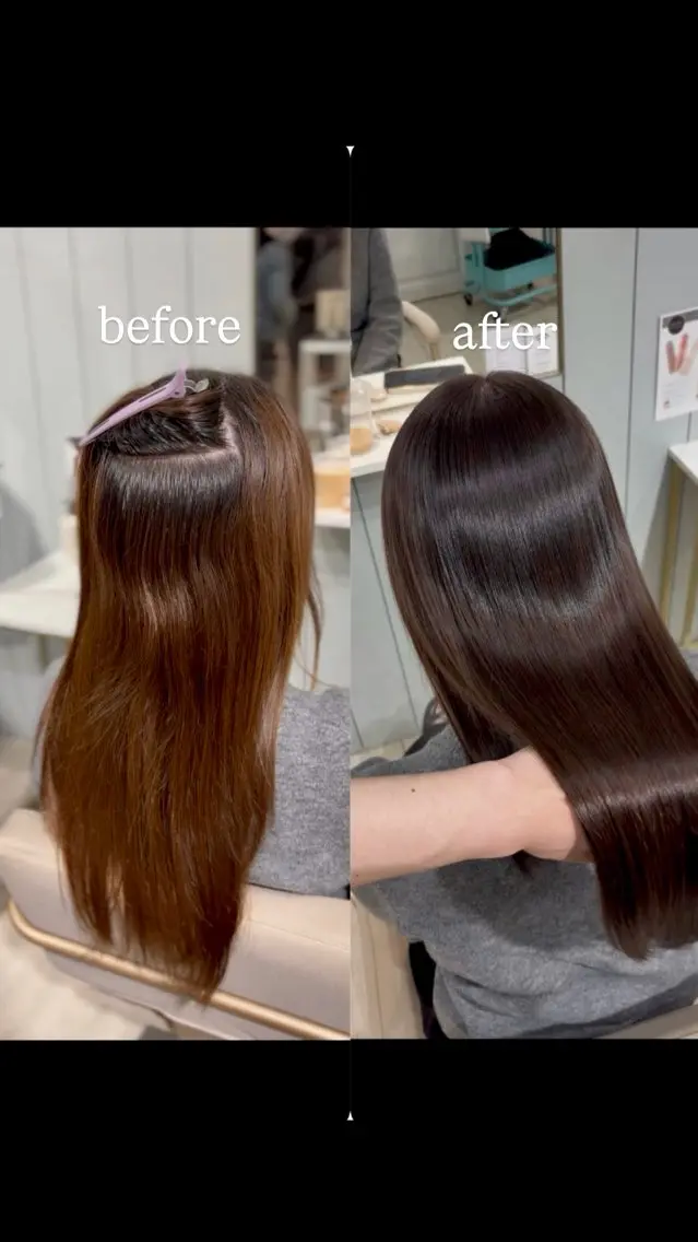 ロング 縮毛矯正 ヘアカラー 縮毛矯正 酸性縮毛矯正/ 顔周りカット/信之介のヘアスタイル