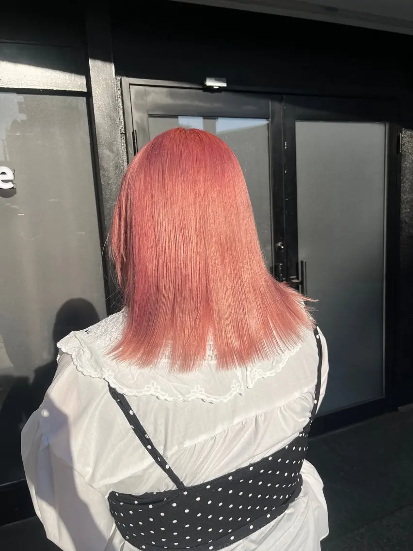 ミディアム カラー ブリーチ ピンクカラー カット ヘアカラー トリートメント ブリーチ/髪質改善 Norikaのヘアスタイル