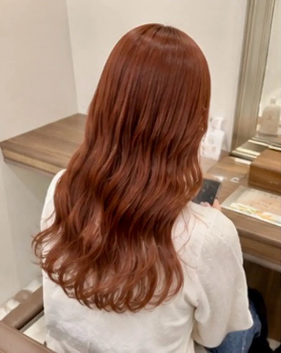 ロング カラー ブラウンカラー オレンジ ヘアカラー トリートメント 高橋 結香里のヘアスタイル