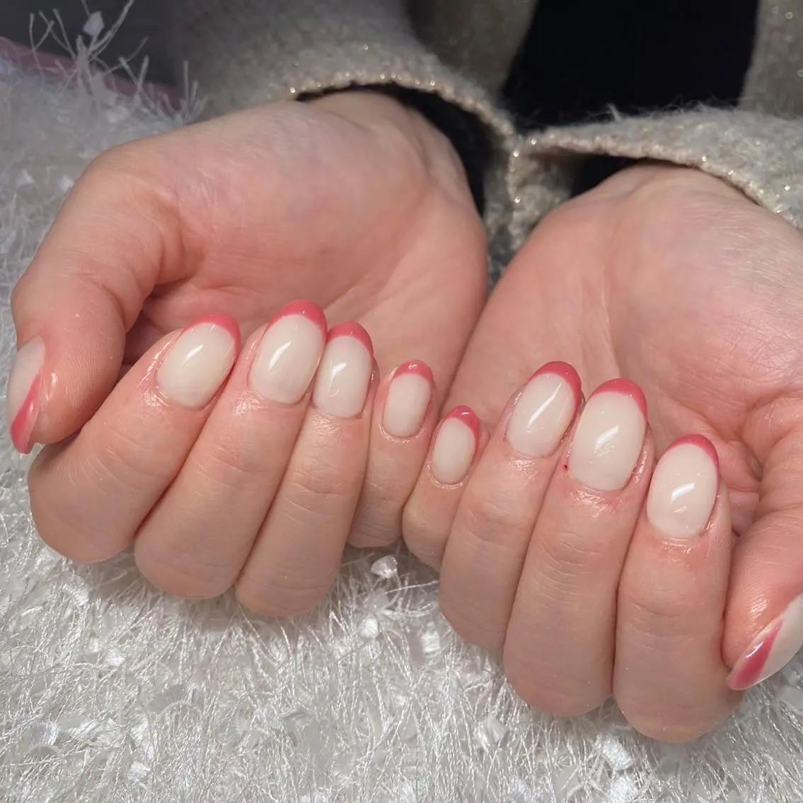 ネイル 長さ出し フレンチネイル ジェルネイル グラデーション 韓国ネイル ハンドネイル Nail&eye Belire 新宿のネイルデザイン
