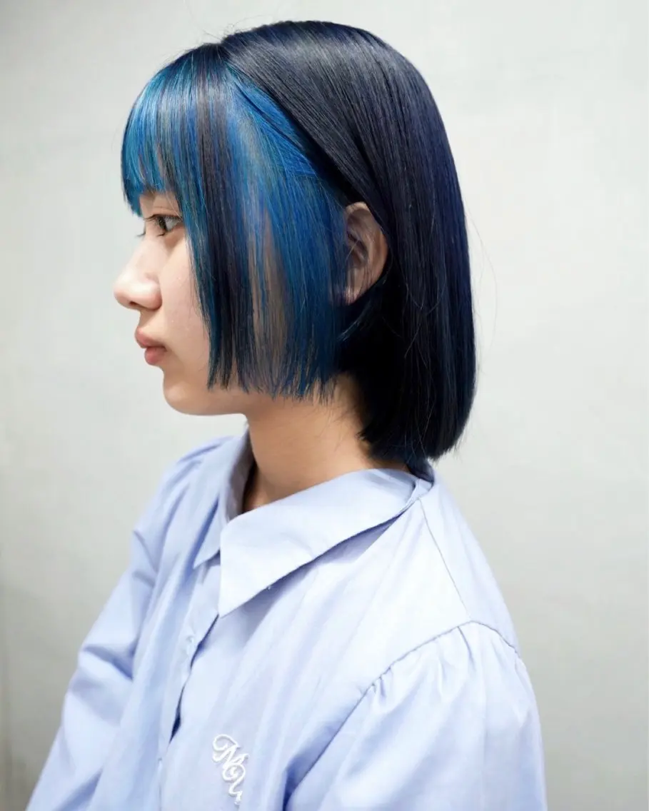 カラー ブルーカラー ネイビーカラー 原田 朱里のヘアスタイル