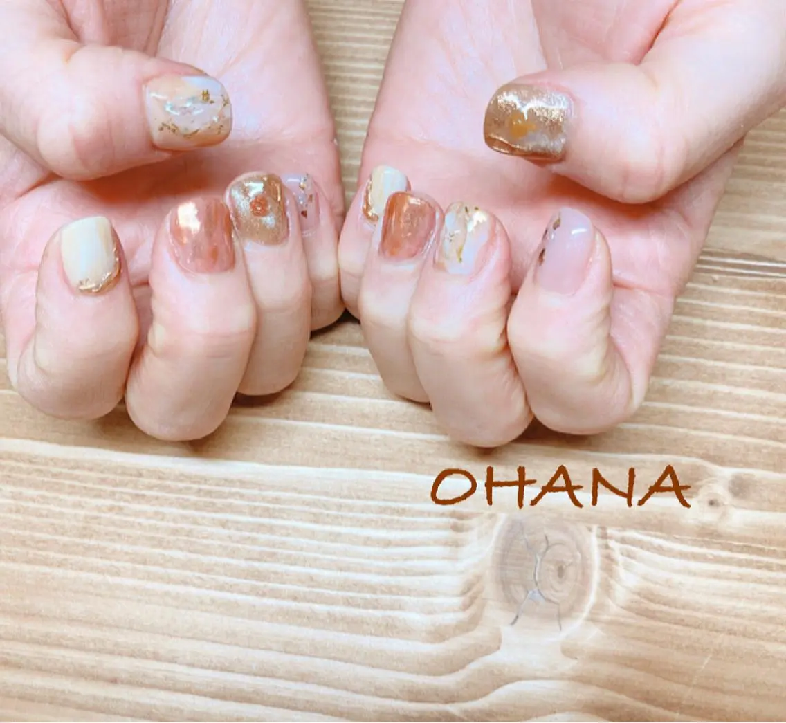 ネイル 成人式 長さ出し フットネイル ハート ミラーネイル nailroom OHANA🌴のネイルデザイン