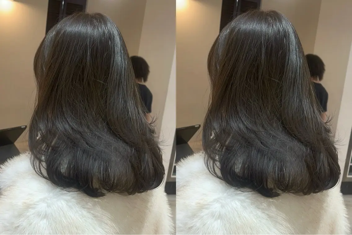 ロング カラー 切りっぱなしボブ ベージュカラー ブリーチ ダブルカラー グレージュ カット ヘアカラー 小顔矯正/レイヤー 透明感カラー✨生真のヘアスタイル