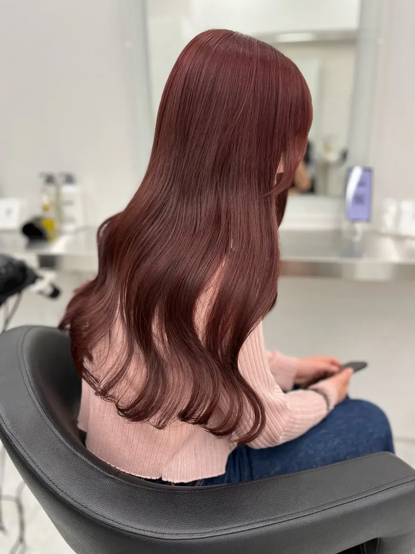 ロング ヘアカラー トリートメント ヘッドスパ ヘアセット 🍒韓国暖色ヘア NO.1🍒🪽のヘアスタイル