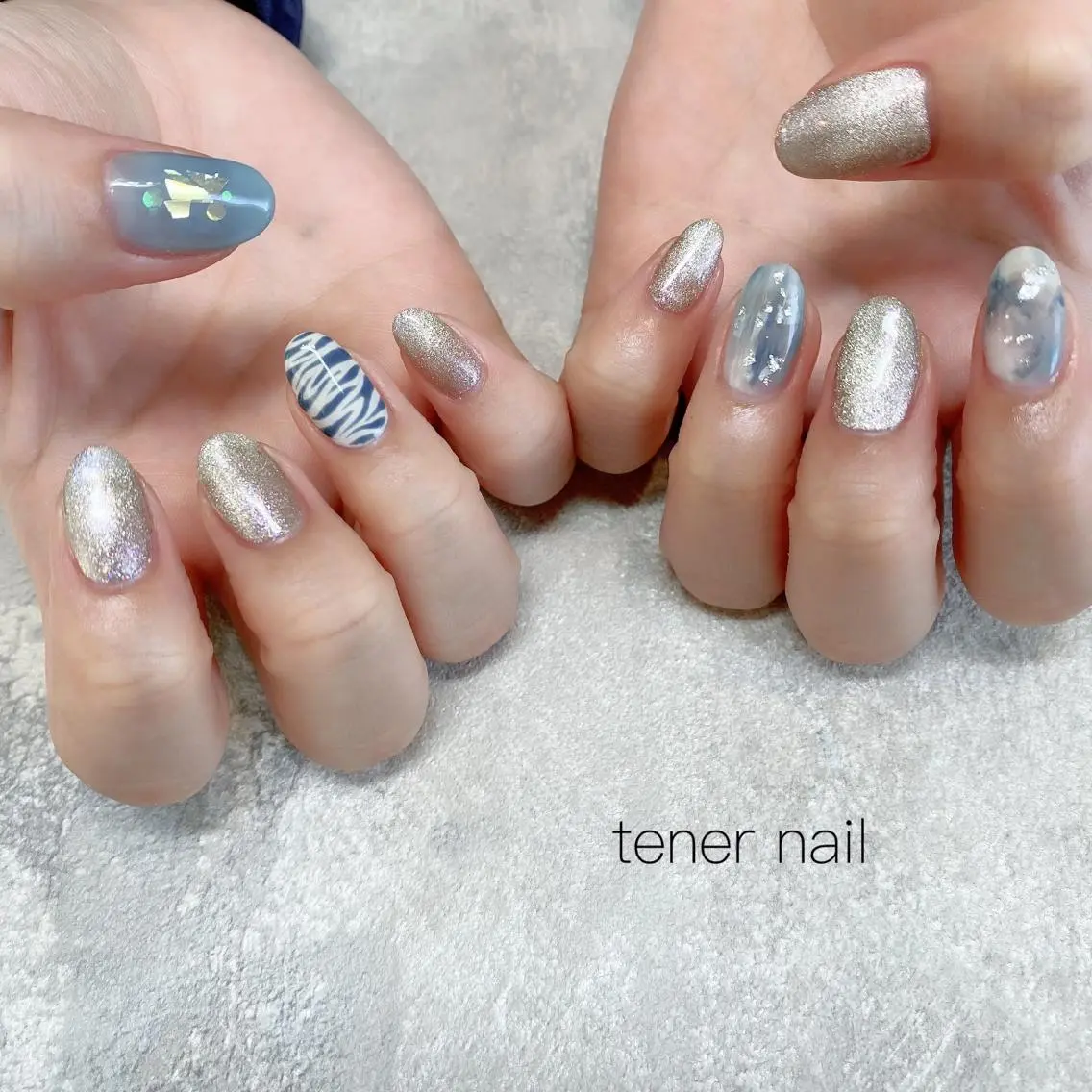 ネイル アニマル柄 マグネットネイル 大理石ネイル(マーブル) テネルネイル tener nailのネイルデザイン