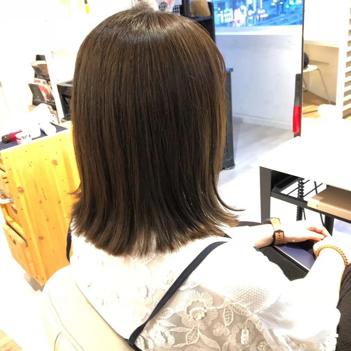 ミディアム カラー カット ヘアカラー トリートメント 金子 富士のヘアスタイル