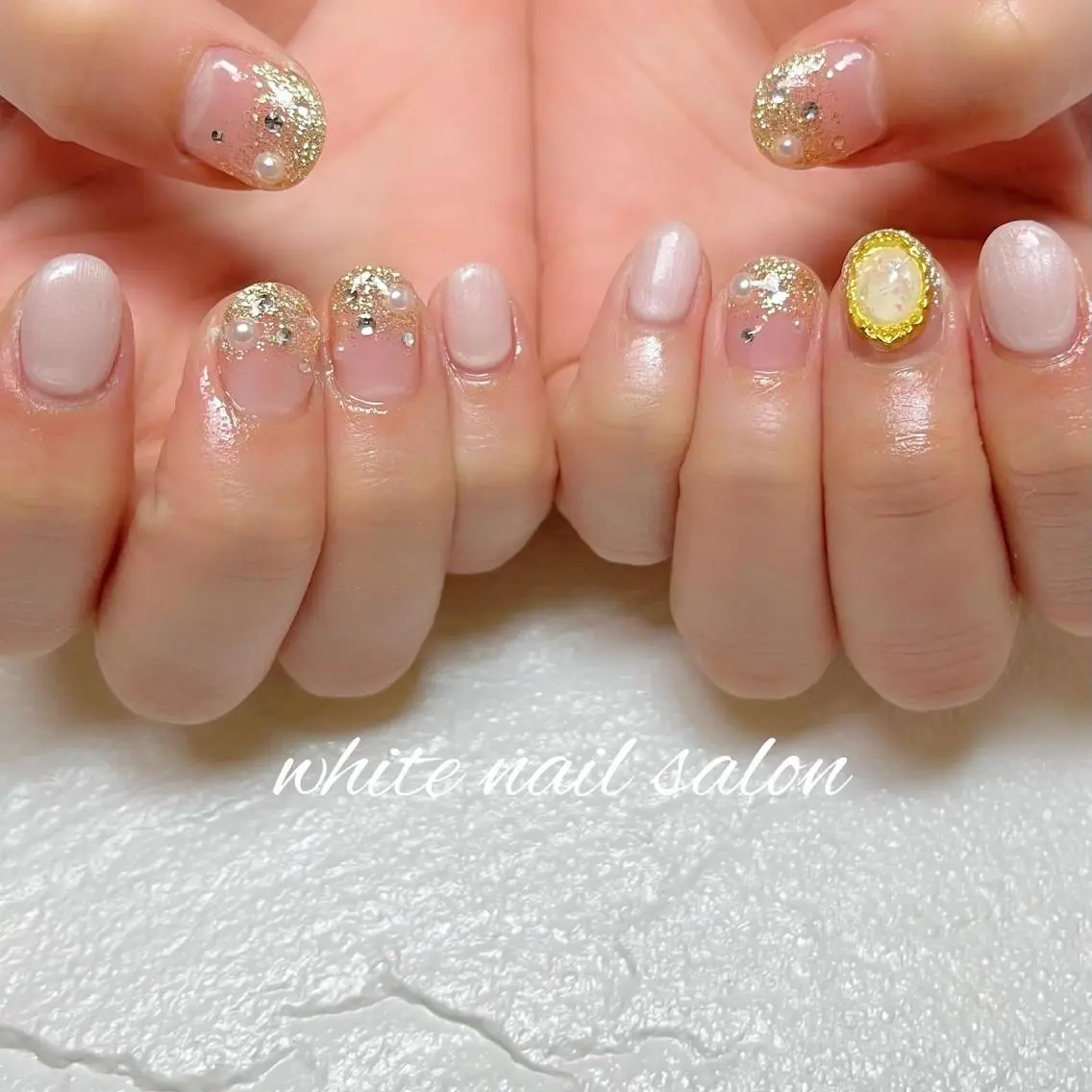 ネイル フットネイル ジェルネイル ハードジェル ラメ(グリッター) 持ち込み ハンドネイル white nail salonのネイルデザイン