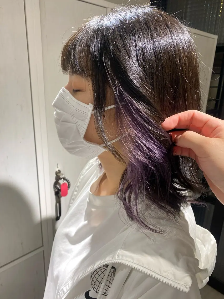 ミディアム カラー ブリーチ インナーカラー カット 縮毛矯正 縮毛矯正とレイヤー カット/杉村凜汰郎のヘアスタイル