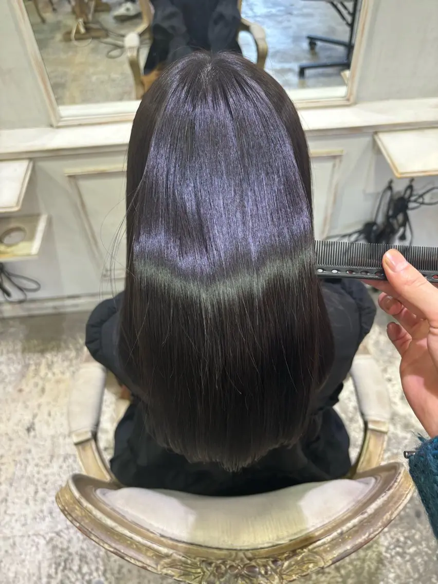 ミディアム 美髪矯正 透明感 カラー⭐️ユウキのヘアスタイル