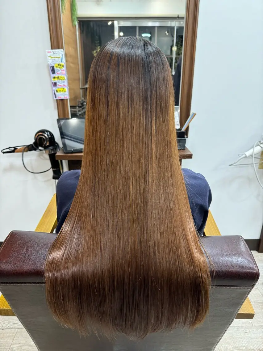 ロング 縮毛矯正 トリートメント メンズカット/透明感 カラー/河端悠花のヘアスタイル