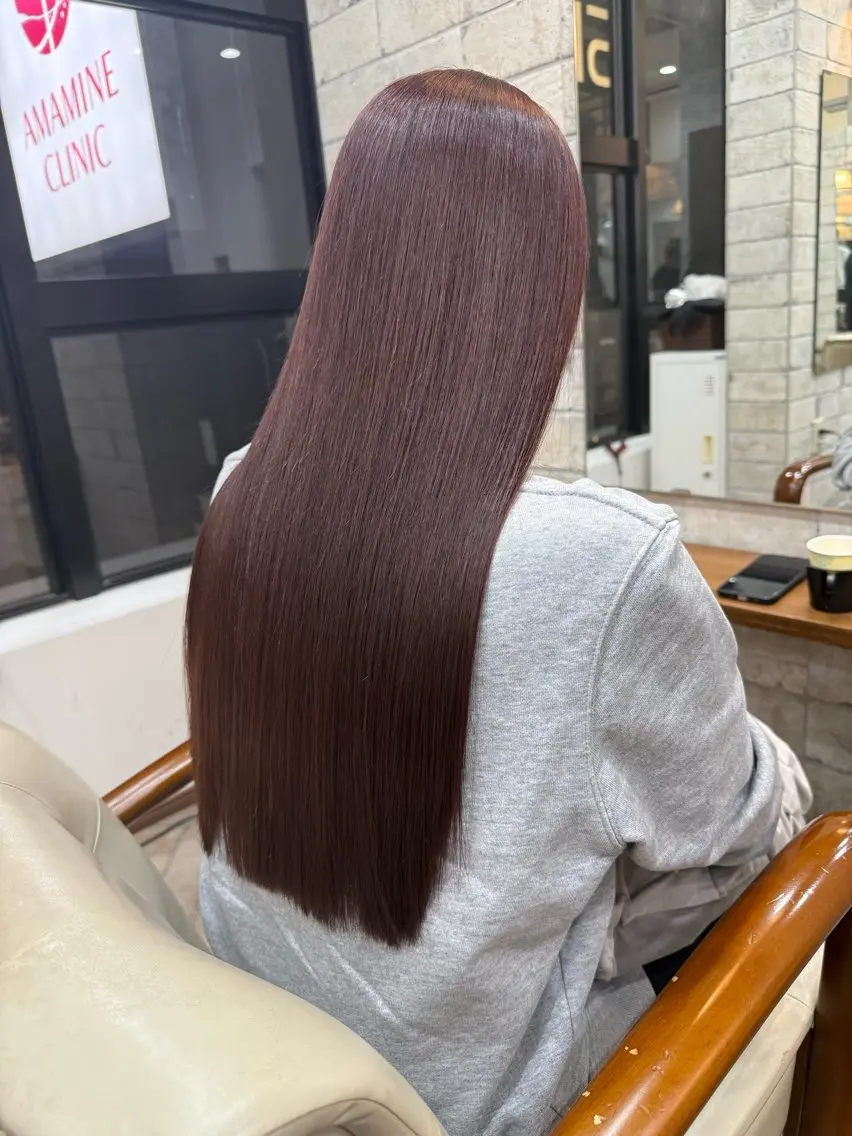 ロング カラー ブラウンカラー ピンクカラー 髪質改善 カット ヘアカラー トリートメント オーナースタイリスト 奈須雄紀のヘアスタイル
