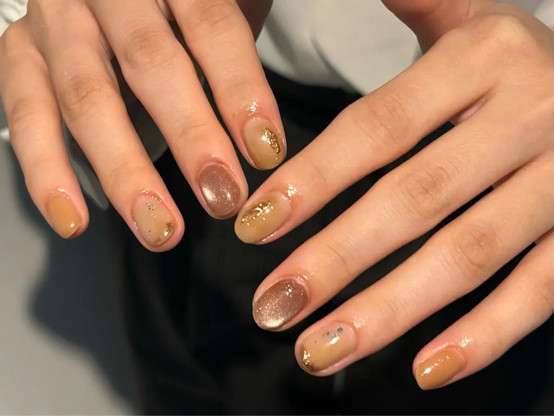 ネイル ゴールド オフィスネイル シンプルネイル ハンドネイル sol nailのネイルデザイン