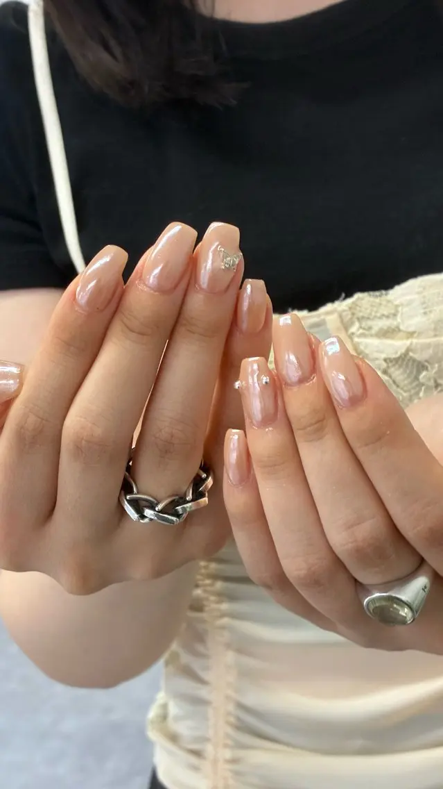 ネイル キラキラネイル ミラーネイル オフィスネイル ワンカラーネイル リボン ハンドネイル Risa 梅田/南森町ネイルのネイルデザイン