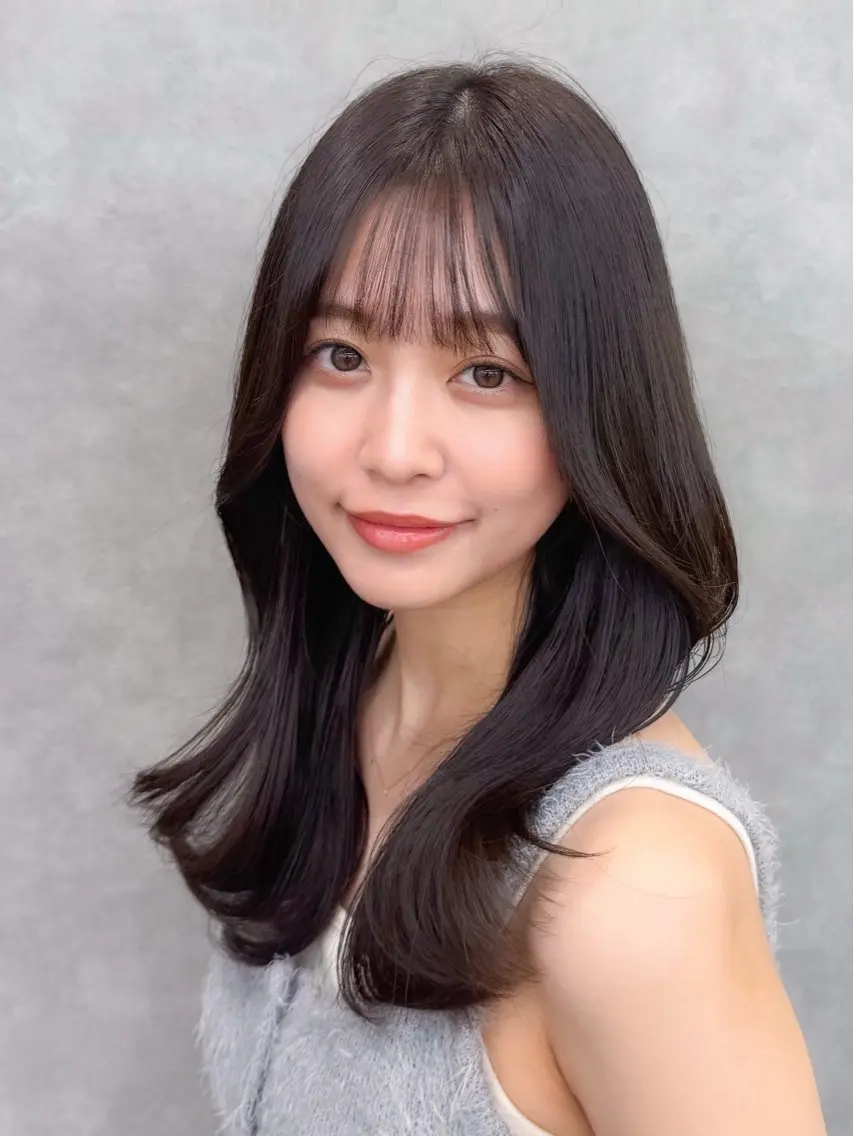 セミロング カラー ブリーチ ブリーチなしカラー 髪質改善 韓国風ヘア レイヤーカット 🇰🇷韓国レイヤー 錦糸町【北山謙三】のヘアスタイル
