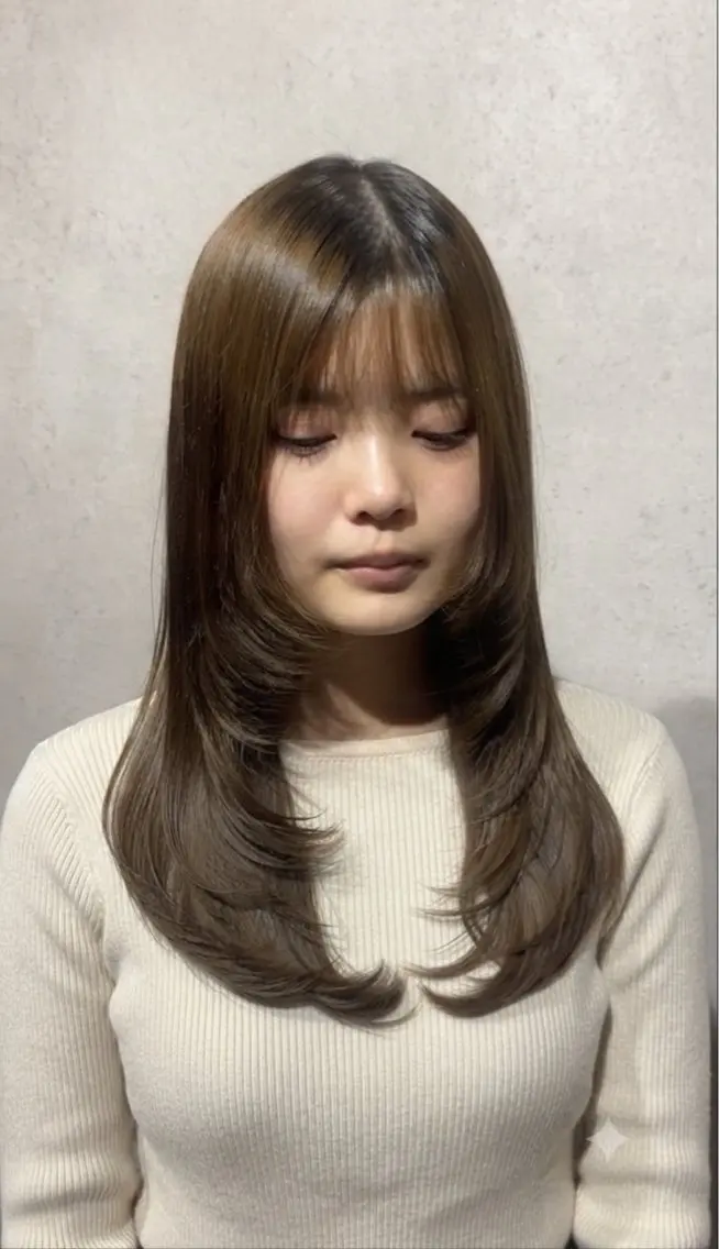 ロング ロングレイヤー 韓国風ヘア レイヤーカット ロング みやた なゆのヘアスタイル