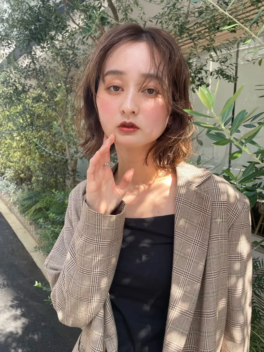 ミディアム カラー パーマ ヘアアレンジ ERINA/レイヤー /尼崎のヘアスタイル