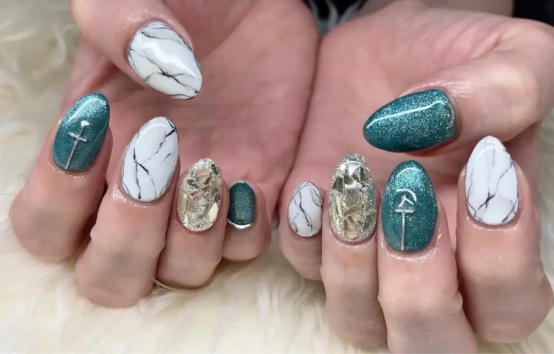 ネイル 長さ出し ジェルネイル 韓国ネイル マグネットネイル 大理石ネイル(マーブル) ハンドネイル Nail&eye Belire 新宿のネイルデザイン