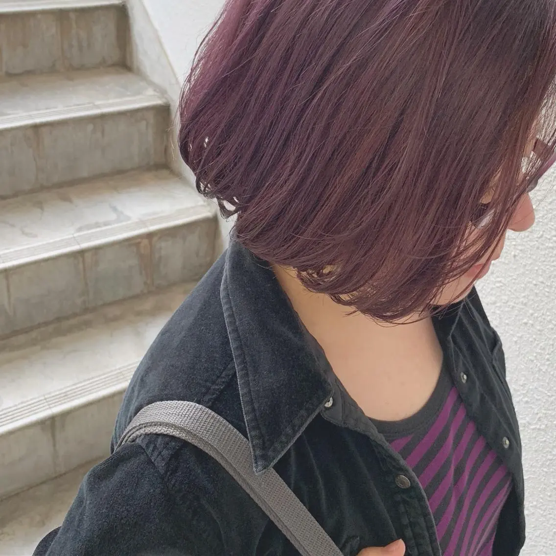 ショート カラー ブリーチ パープルカラー インナーカラー/天神 ブリーチ/吉田のヘアスタイル