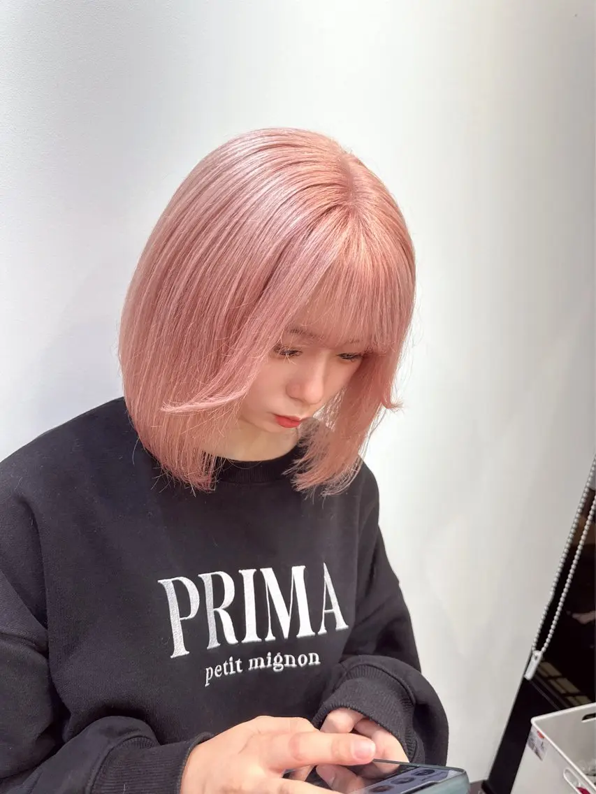 ミディアム カット ヘアカラー トリートメント 顔周りレイヤー/新宿 /モテ艶カラー/航介のヘアスタイル