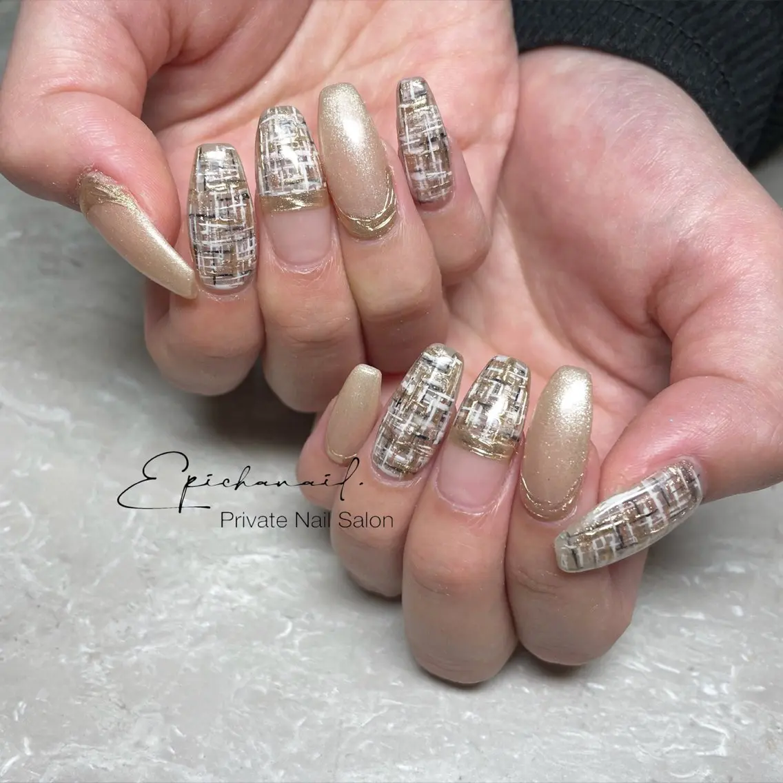 ネイル ツイードネイル ハンドネイル フットネイル EPICHA NAILのネイルデザイン