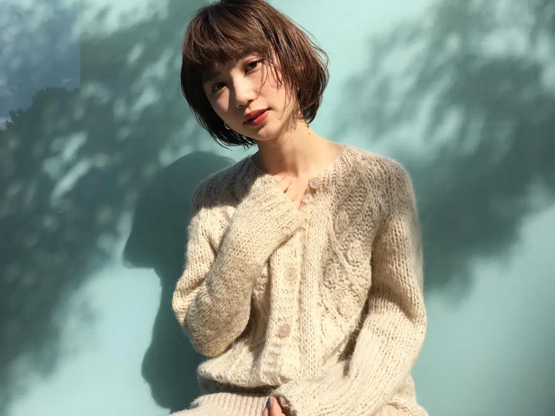 カラー ボブ レイヤーカット/ 顔まわり/鈴木駿介のヘアスタイル