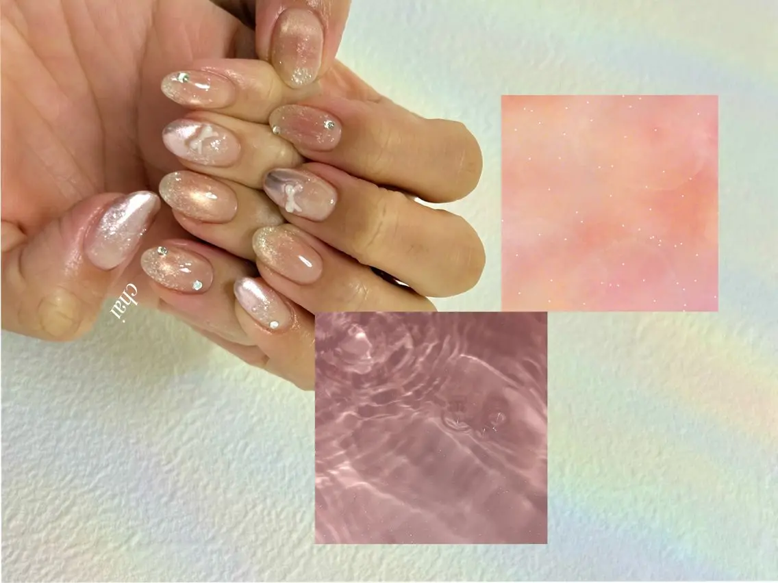 ネイル リボン ハンドネイル chai nail &  eye📍鶴橋のネイルデザイン