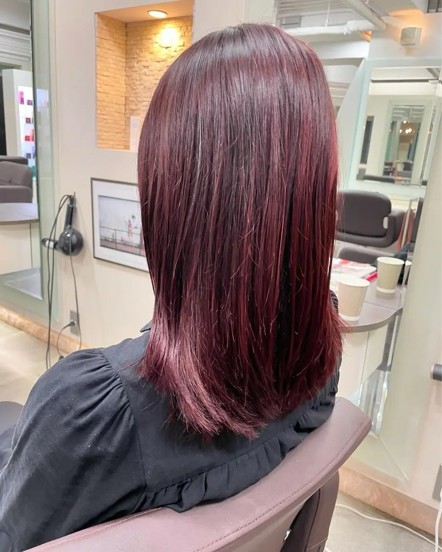 ミディアム カラー カット ヘアカラー トリートメント 平 ちひろのヘアスタイル