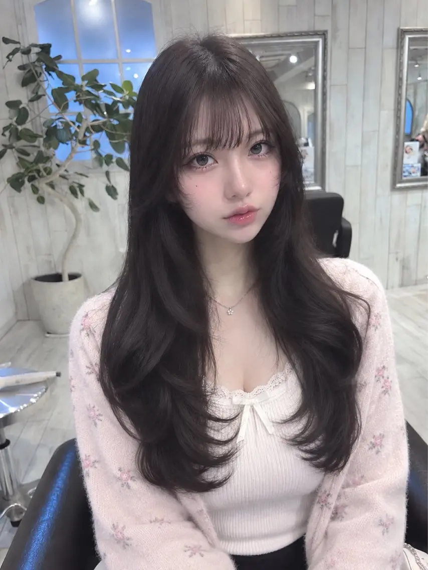 ロング カラー 透明感カラー ヘアカラー ワンカラーモデル募集 中🎀🩵のあのヘアスタイル
