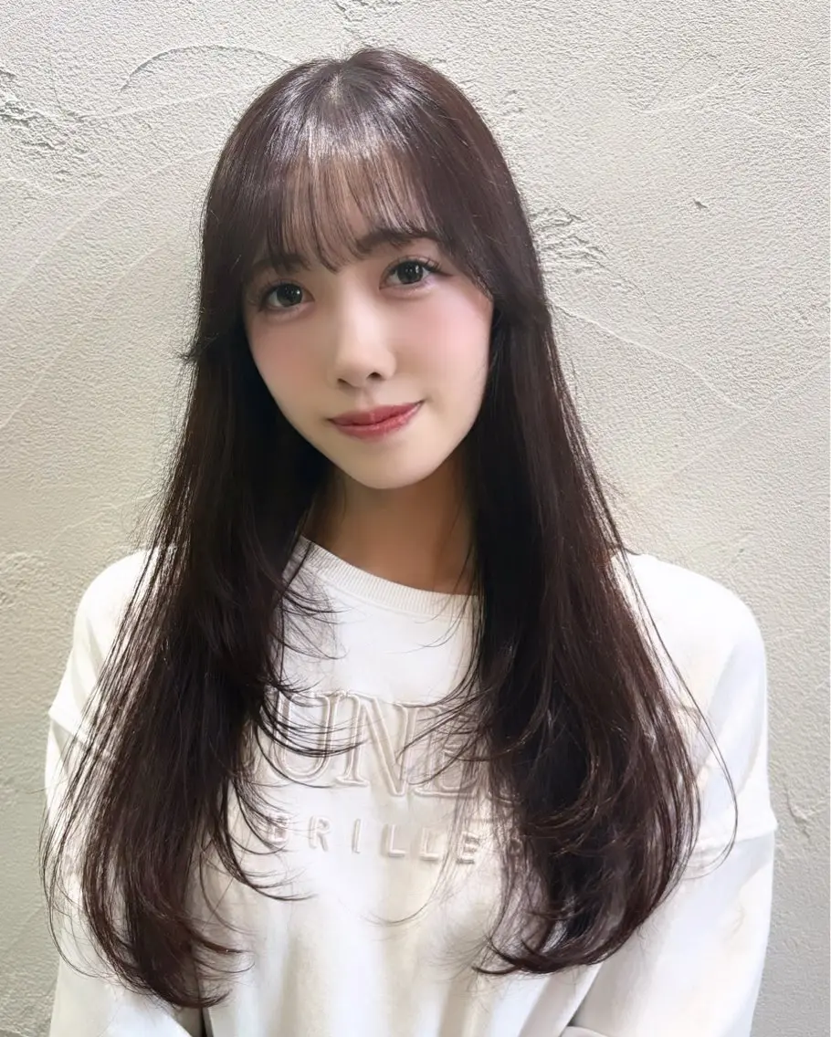 ロング カラー カット ヘアカラー トリートメント 中嶋心渚⌇透明感 カラー️🩵🎀‪のヘアスタイル