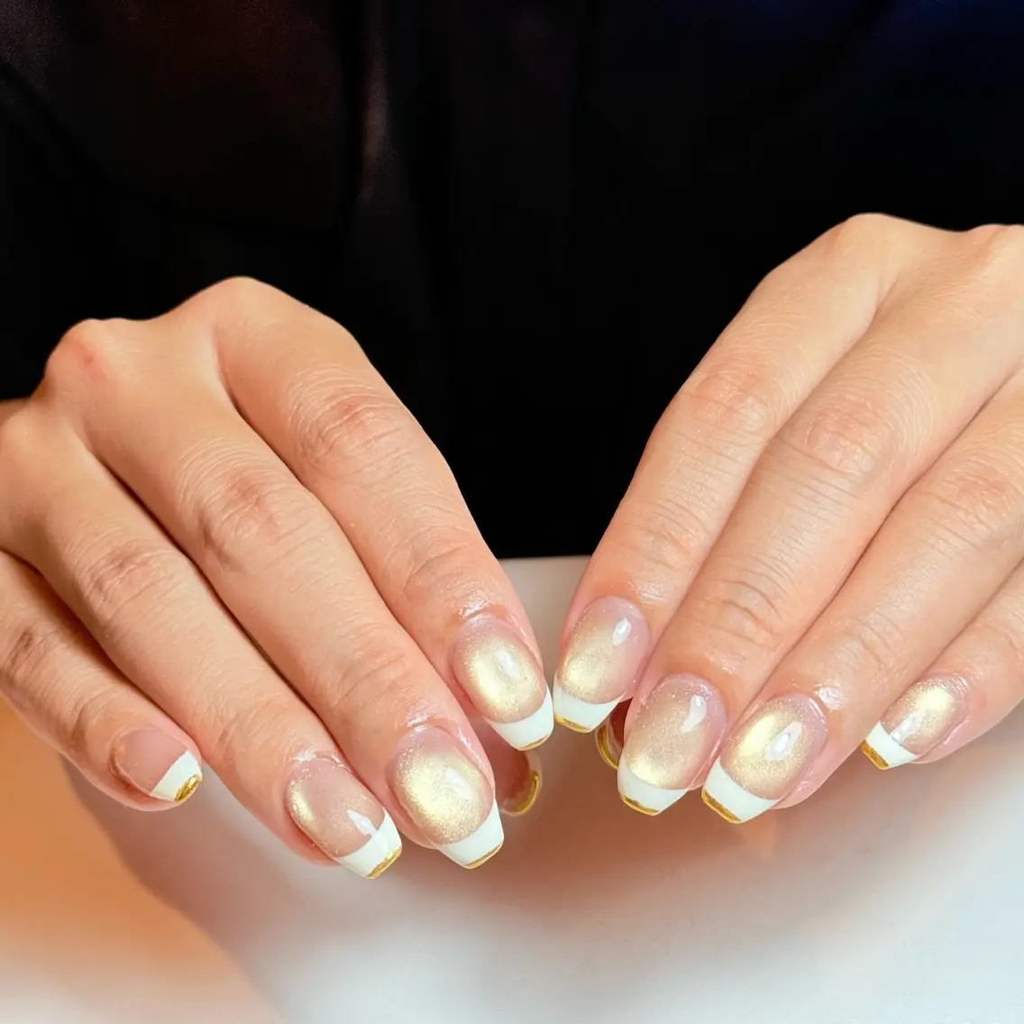 ネイル チークネイル フレンチネイル グラデーション キラキラネイル 韓国ネイル ハンドネイル Risa_ Nailのネイルデザイン