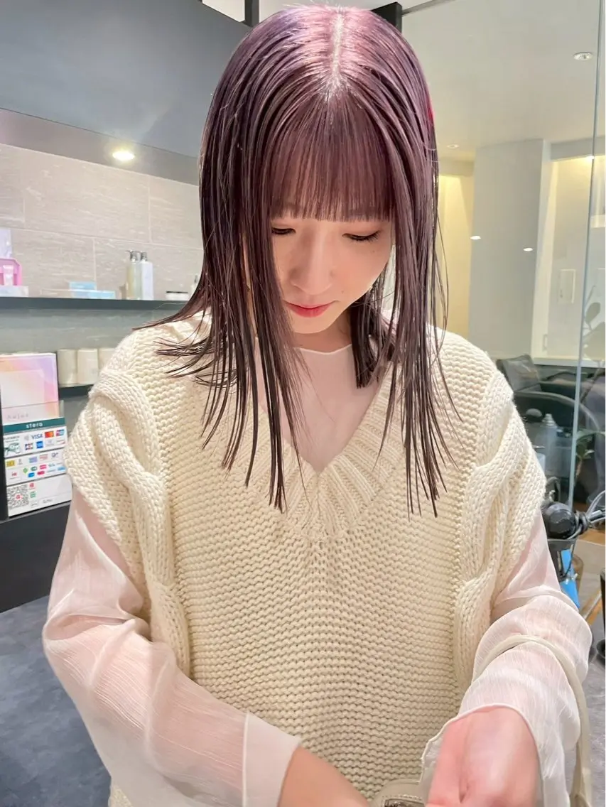 ミディアム カラー ラベンダーカラー ブリーチなし ダブルカラー/ゆなのその他イメージ