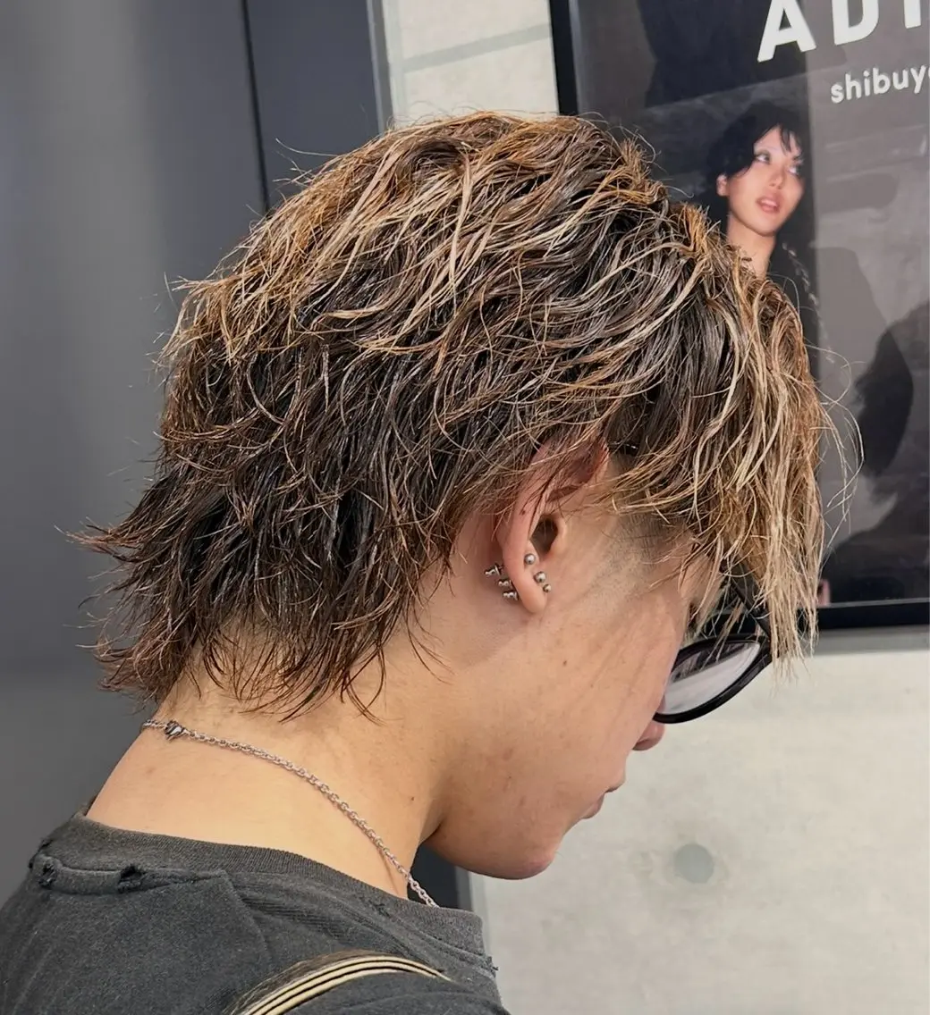 ショート パーマ メンズ カット パーマ 岩城 滉成のヘアスタイル