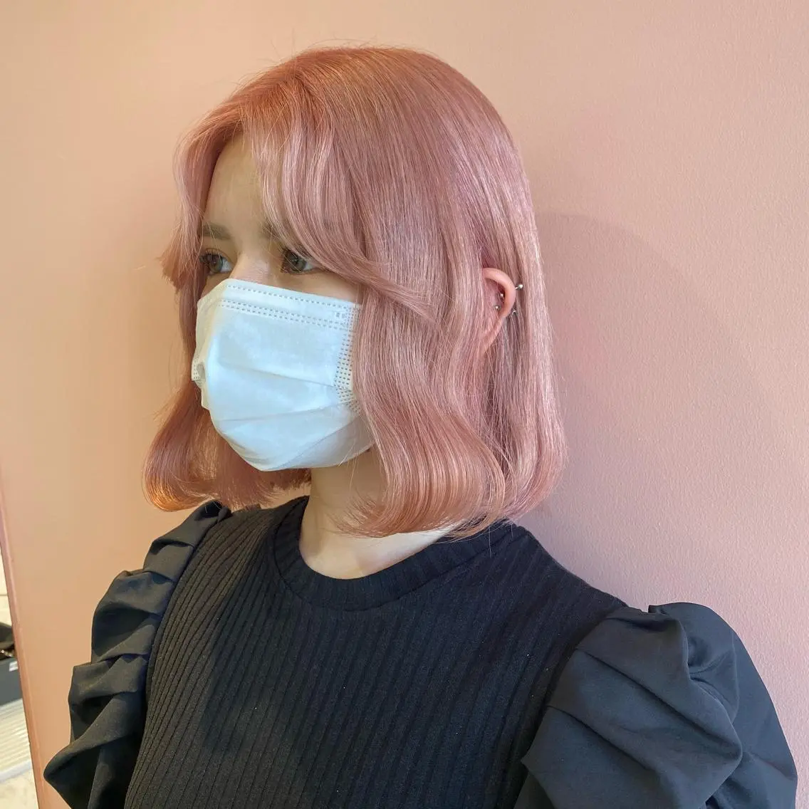 ミディアム カラー ベージュカラー ピンクカラー ピンクベージュ ORIKA 美容室のヘアスタイル