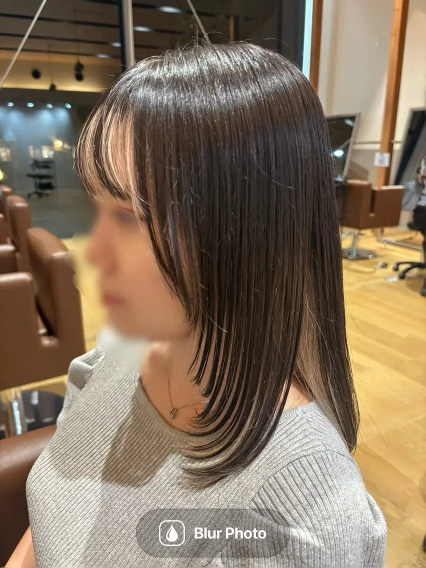 ミディアム 顔周りカット レイヤーカット カット 小原 瑠美那のヘアスタイル