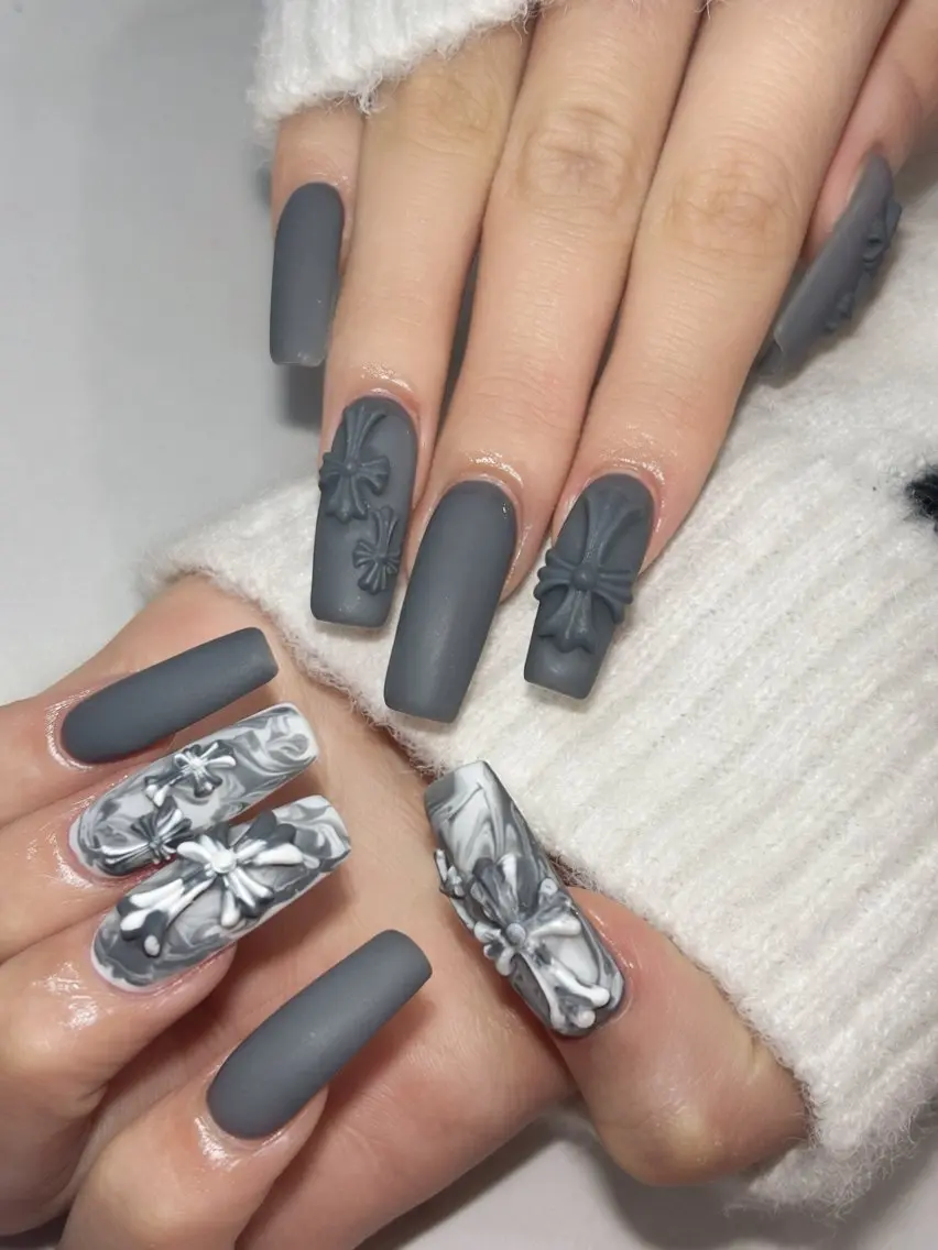 ネイル ロングネイル 大理石ネイル(マーブル) スカルプネイル ワンホンネイル icy nail れいあのネイルデザイン
