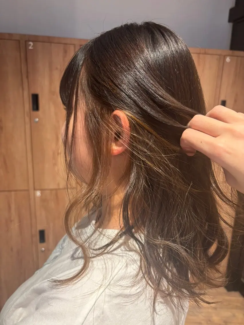 セミロング カラー ベージュカラー インナーカラー ヘアカラー 🎀ワンレンボブ🎀 ワンカラー　あゆみのヘアスタイル
