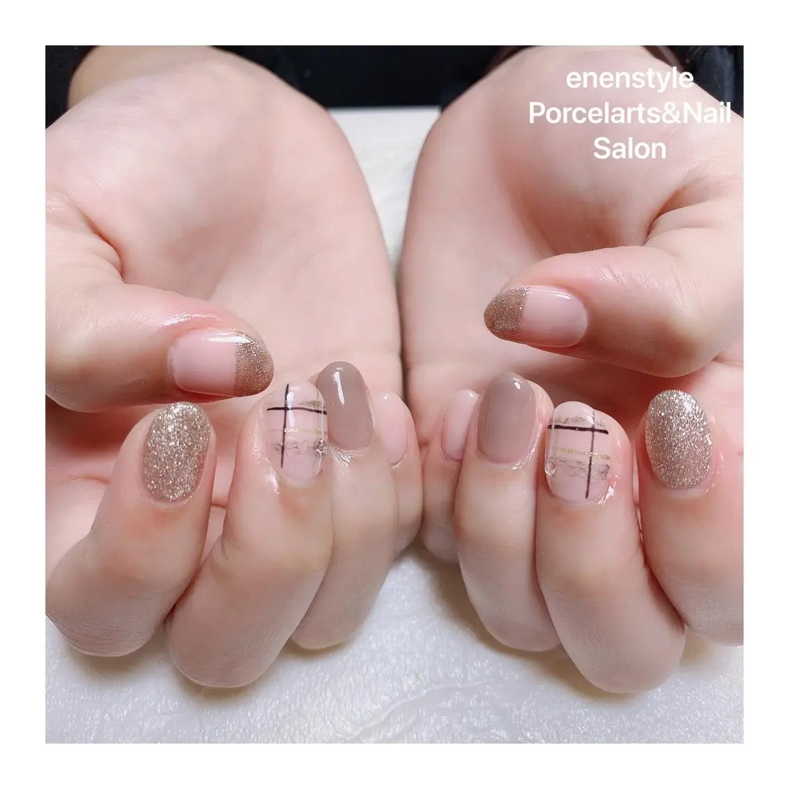 ミディアム ネイル ハンドネイル 🐾enen style 🐾のネイルデザイン