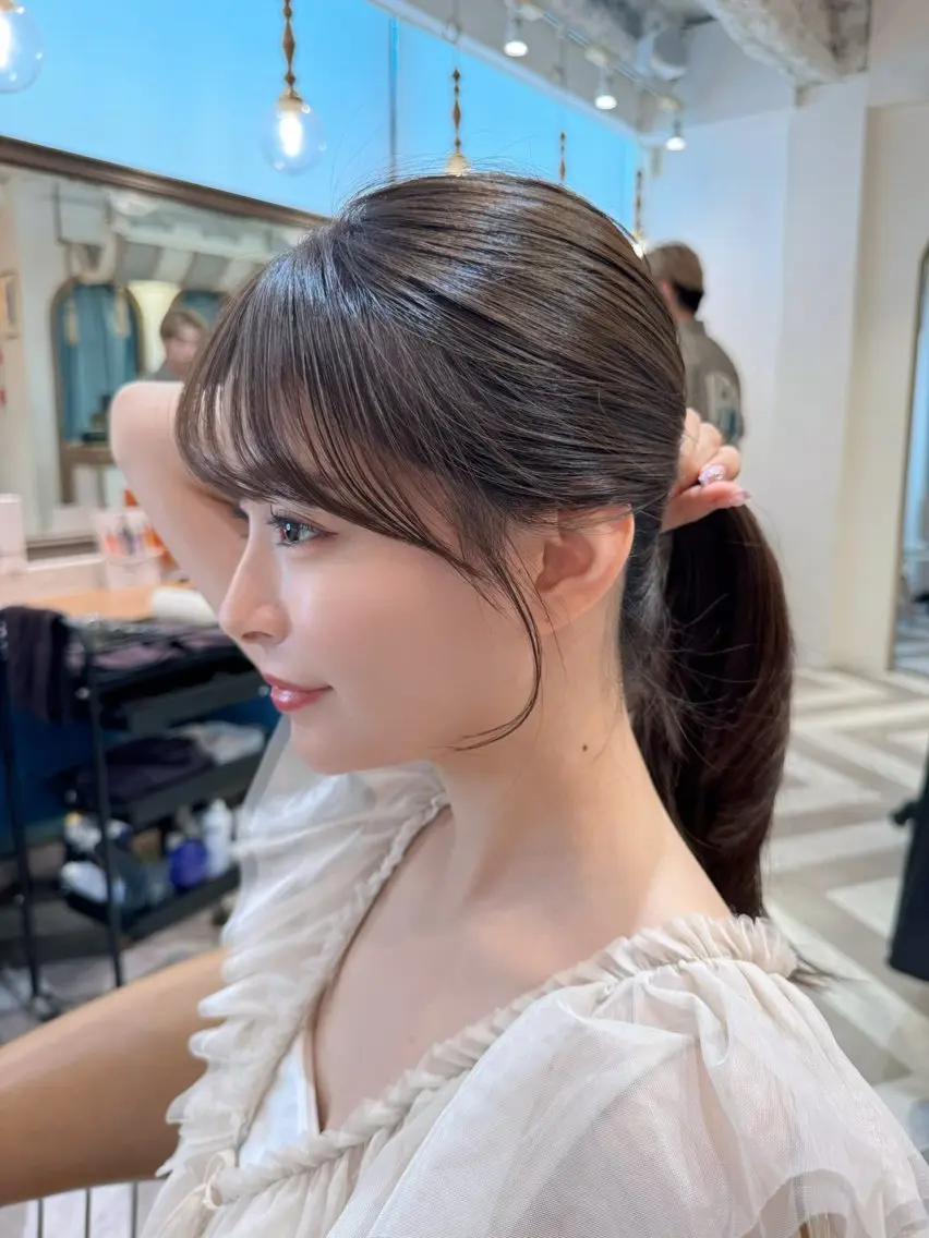 ミディアム カラー カット ヘアカラー トリートメント レイヤーカット /透明感カラー西田のヘアスタイル
