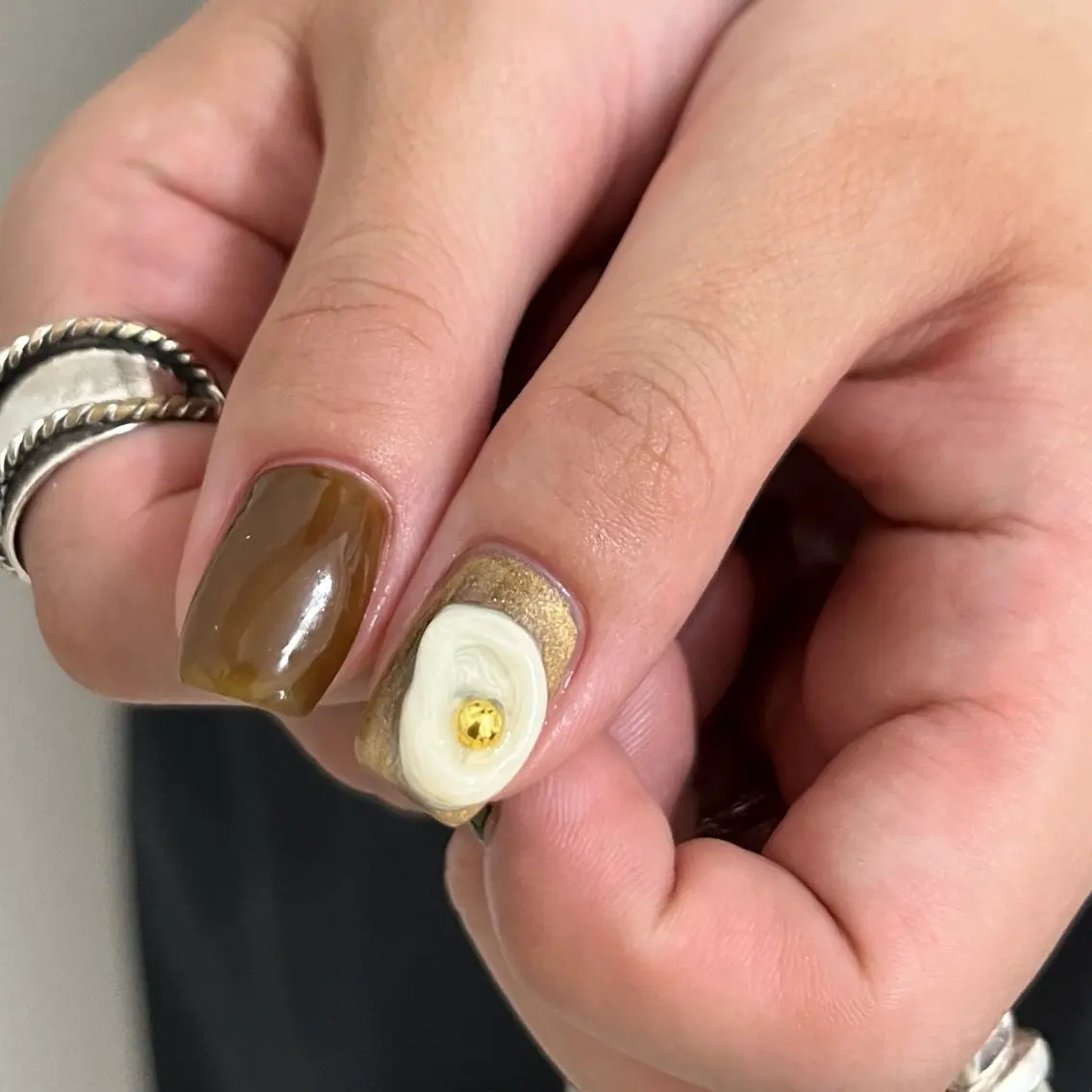 ネイル グリーン ハンドネイル vegh. nail/阿波座のネイルデザイン